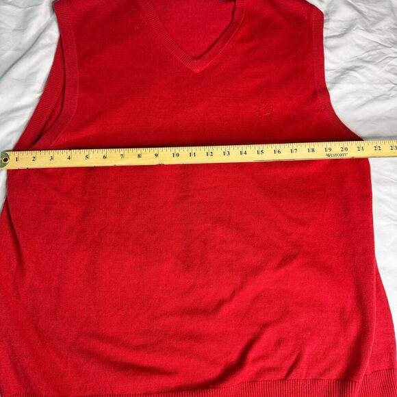 Izod Men's sz Large Sleeveless Pullover Vest Sweater Rust Red Preppy Golf - Picture 6 of 7